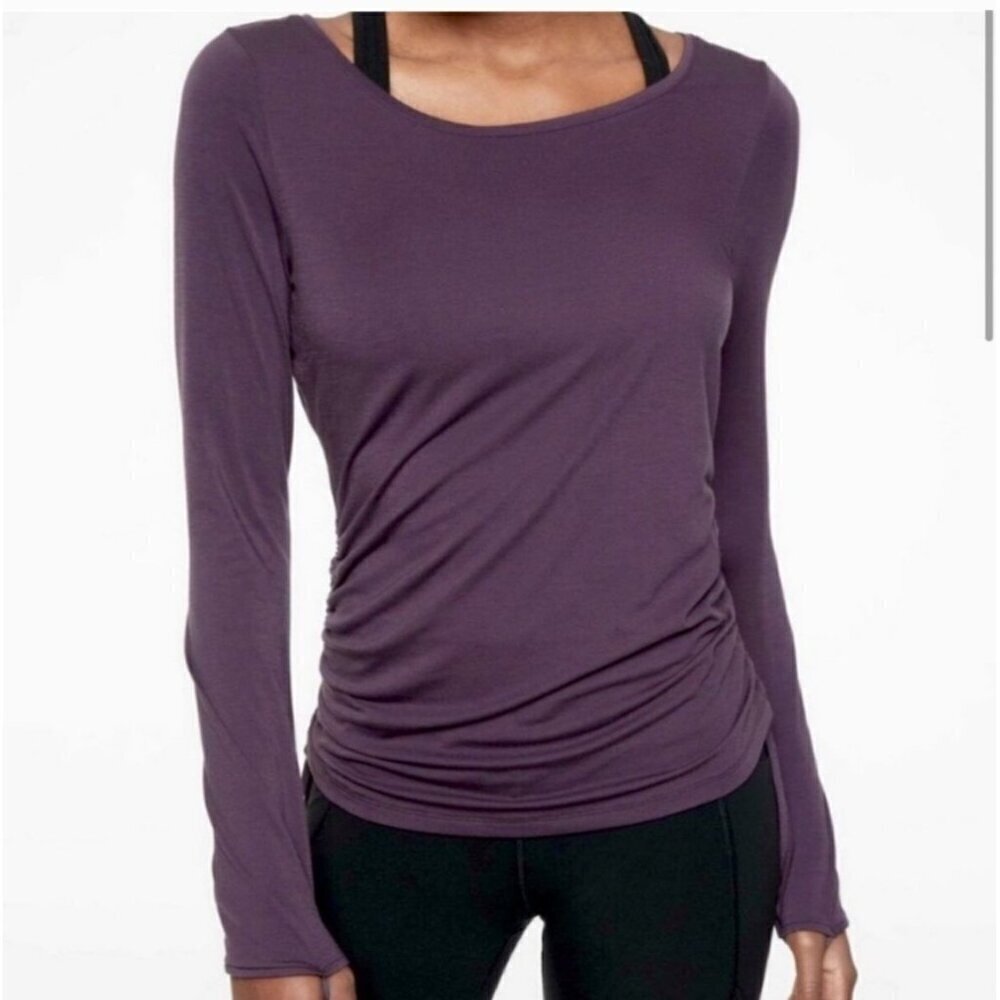 Athleta Encore cinch sides purple activewear top sz S